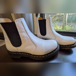 Dr. Martens White Chelsea Boots, Ladies Size 8. Like New.